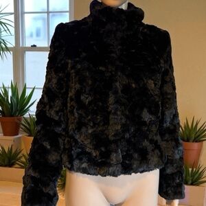 H&M Women Black Faux Fur Jacket S